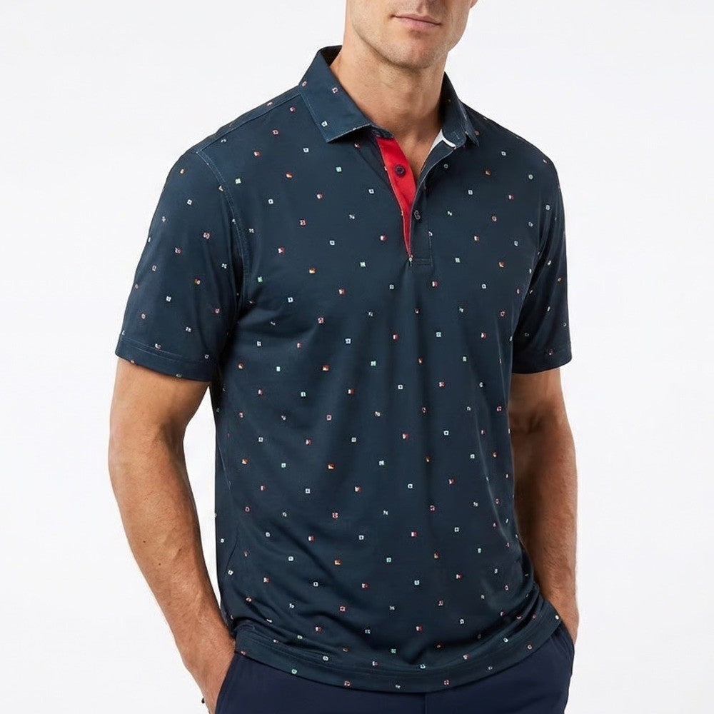 Walter Hagen Mens Performance 11 P11 Sailing Geo Navy Flag Golf Polo Shirt S NEW