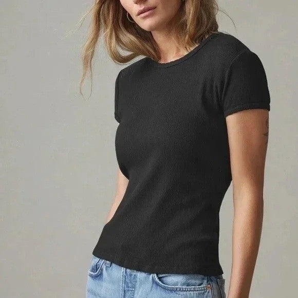 American Giant Womens Black Crew Neck T Shirt Size Medium Made in USA