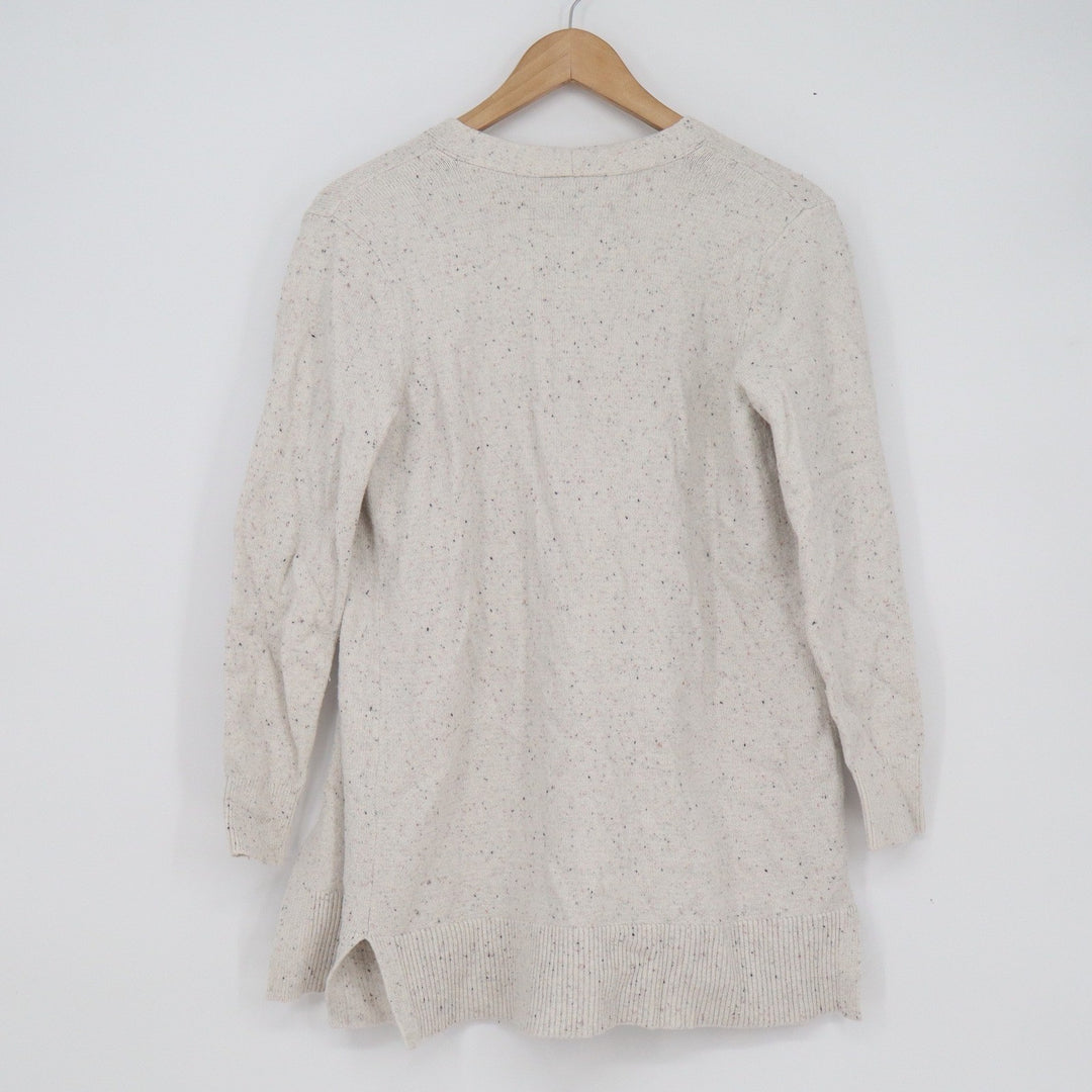 Loft Outlet Petite Cream Flecked Open Front Cardigan Sweater SP