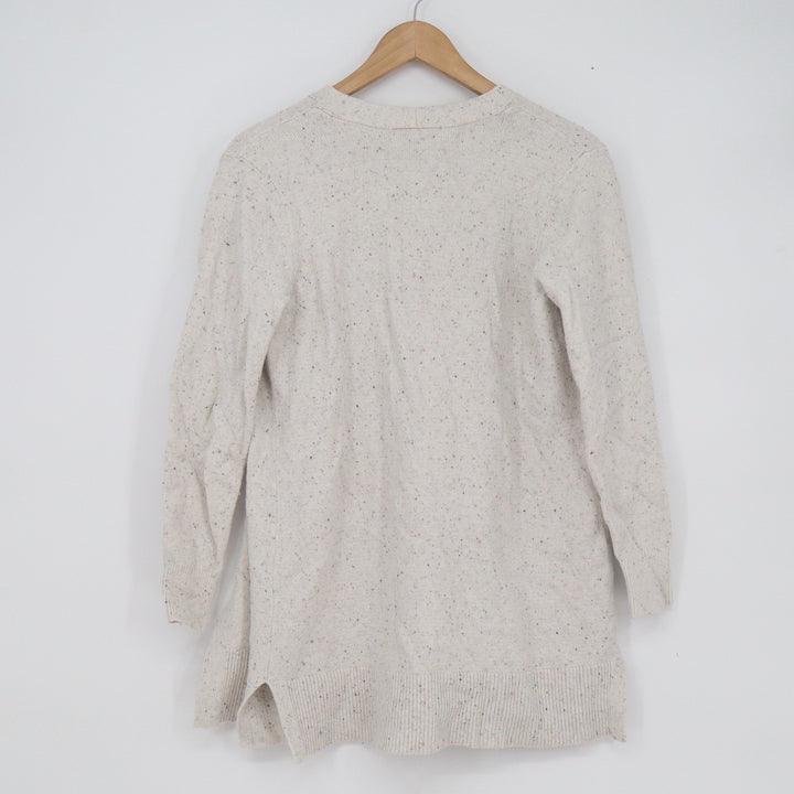 Loft Outlet Petite Cream Flecked Open Front Cardigan Sweater SP