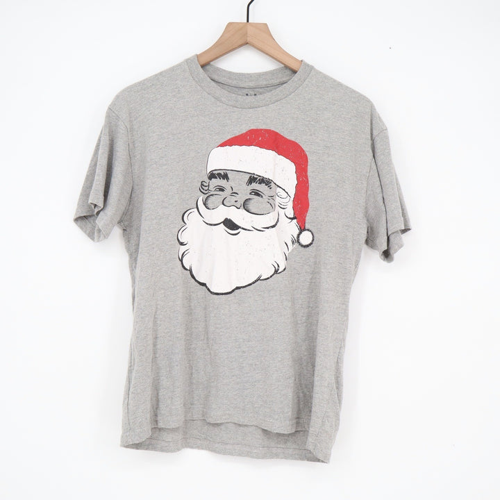 Celebrate It Mens Santa Claus Graphic T-Shirt Heather Grey Christmas Tee Size M