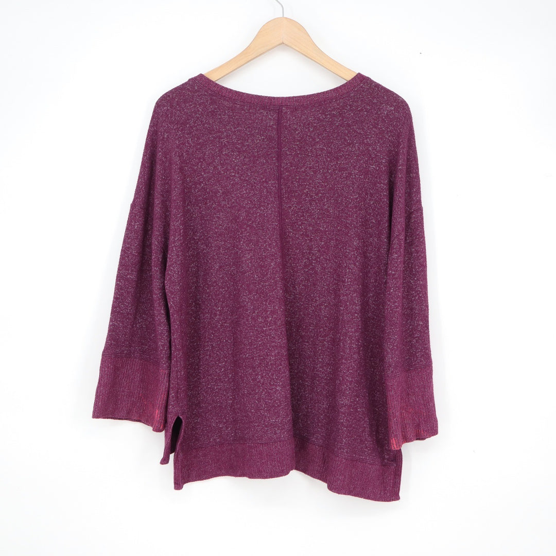 Habitat Plum Heathered Ribbed Trim Pullover Top Style Womens Medium