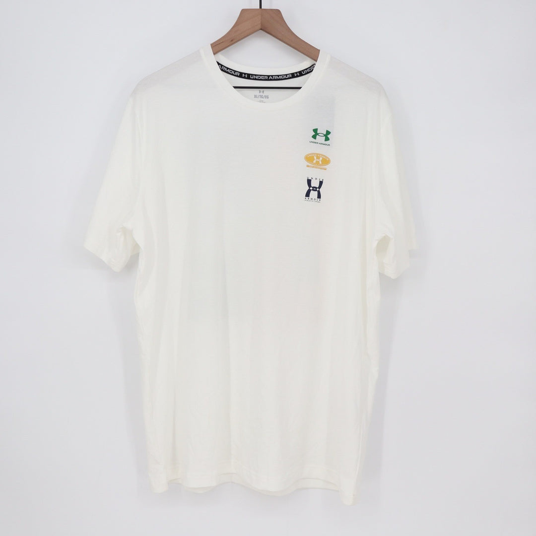 Under Armour Mens Evol Logo SS White Graphic T-Shirt XL