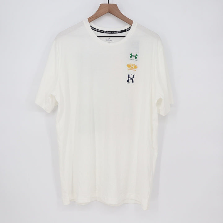 Under Armour Mens Evol Logo SS White Graphic T-Shirt XL