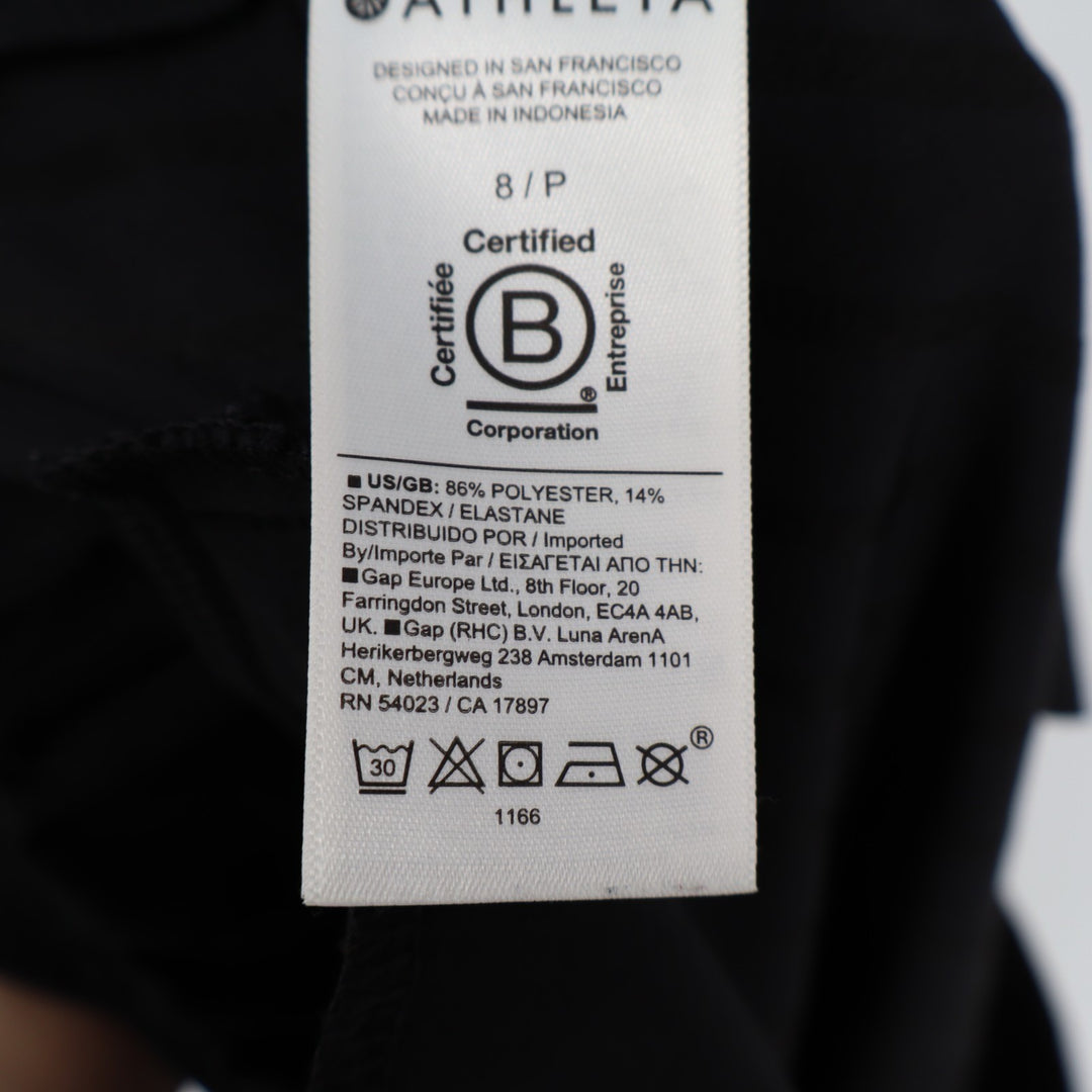 Athleta Pants Womens 8P Black Stretch Slash Pockets Elastic Waist Tapered Leg