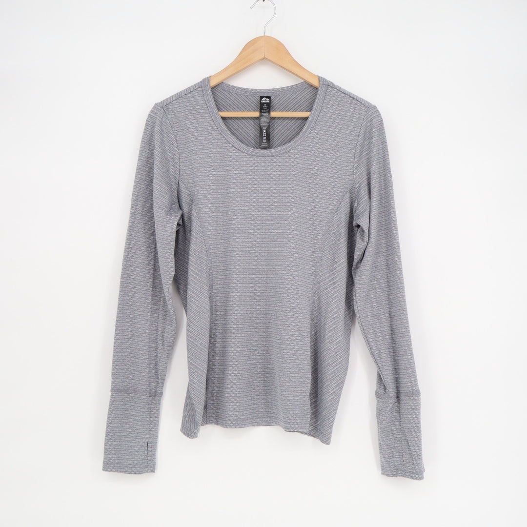 RBX Live Life Active Top Womens M Gray Textured Stretch Thumbholes Athleisure