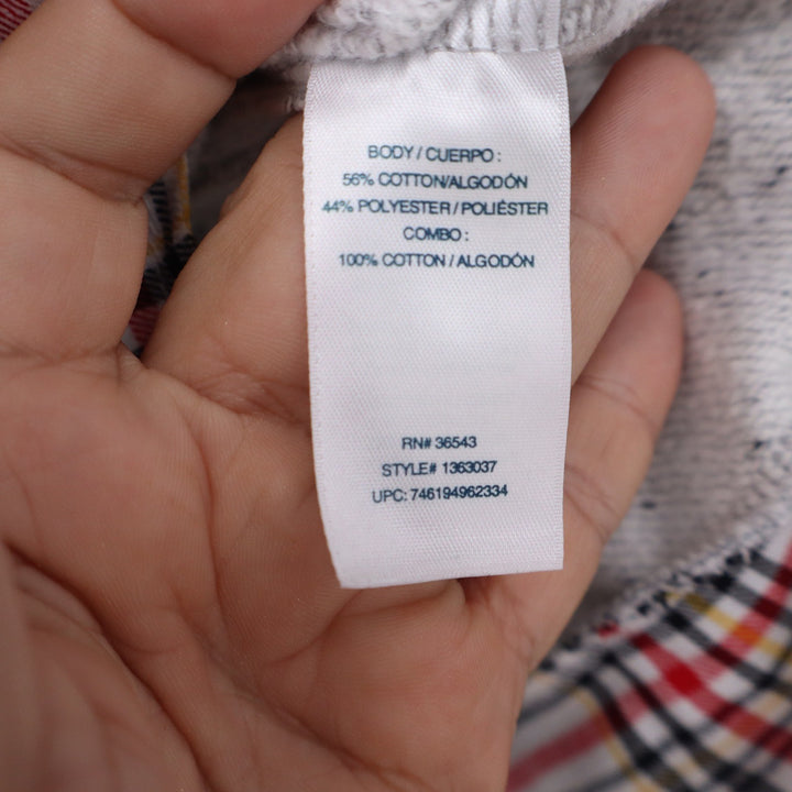 Izod Womens Heather Grey Plaid Layered Look Side Tie Sweatshirt Size M