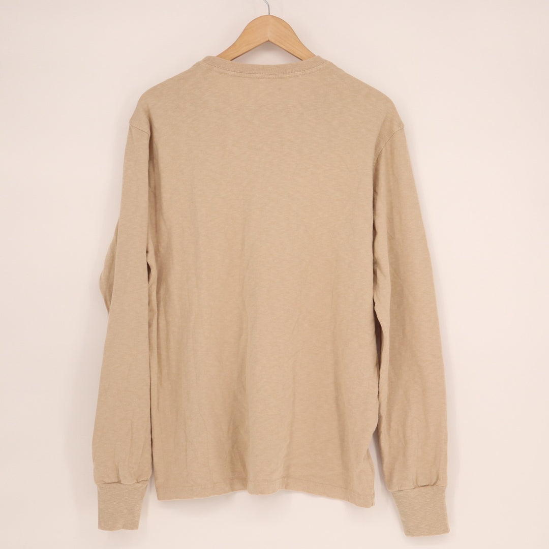 American Giant Premium Slub T-Shirt Mens M Beige Ribbed Long Sleeve Crew Neck