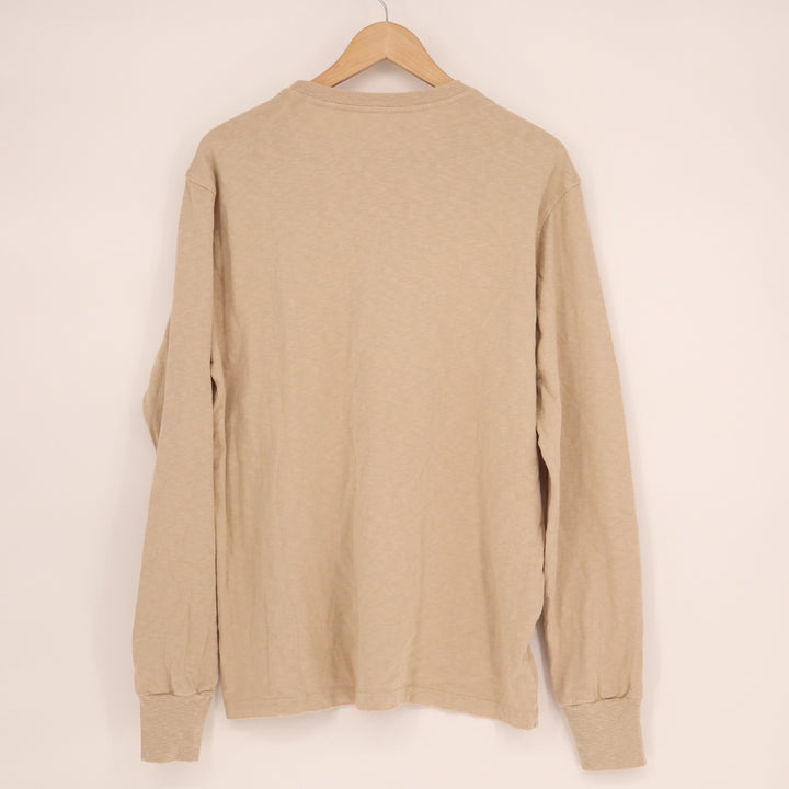 American Giant Premium Slub T-Shirt Mens M Beige Ribbed Long Sleeve Crew Neck