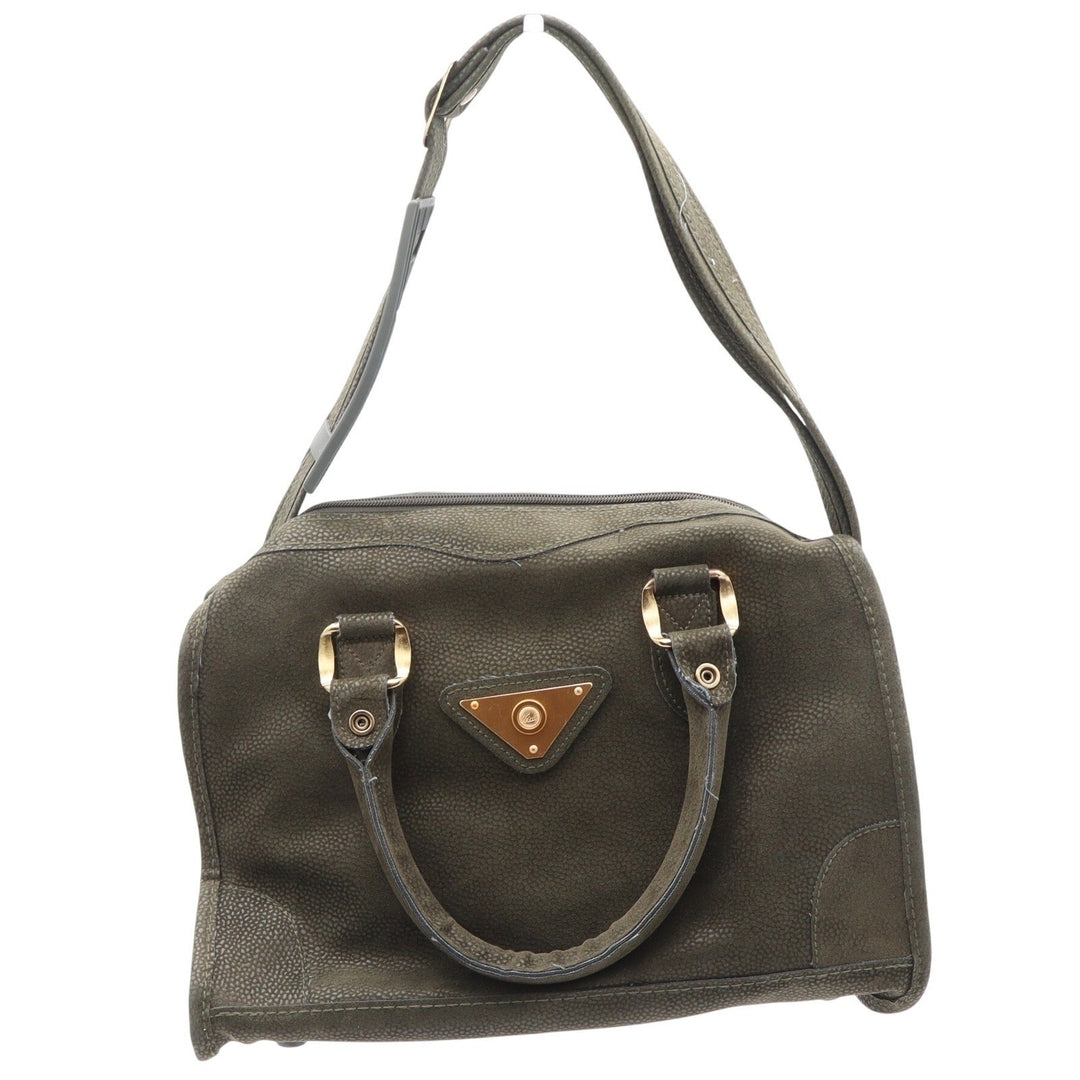Verdi Satchel Bag Womens OS Olive Green Textured Gold Hardware Strap Good