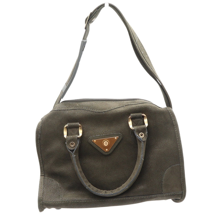 Verdi Satchel Bag Womens OS Olive Green Textured Gold Hardware Strap Good