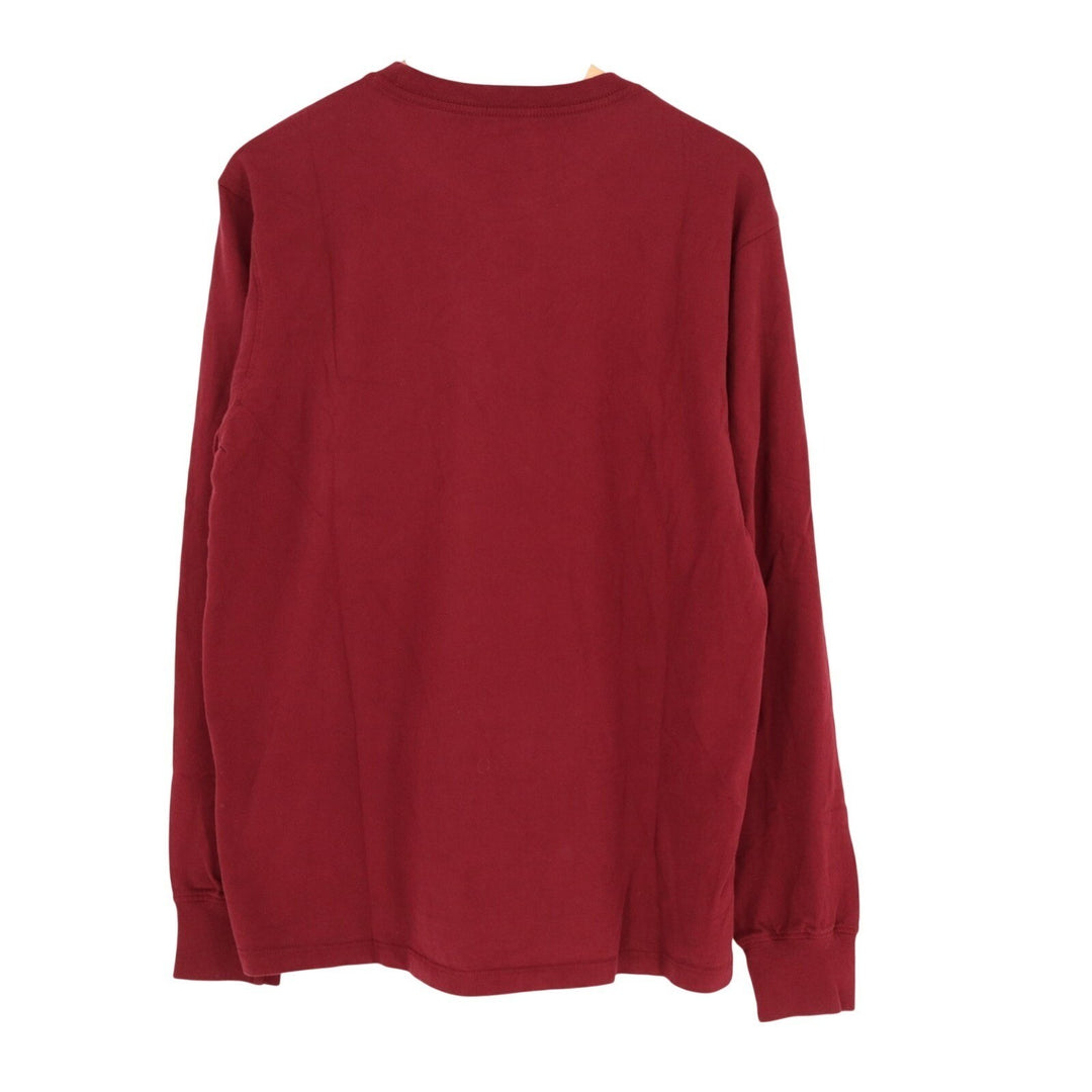 American Giant T-Shirt Mens M Maroon Cotton Long Sleeve Front Pocket Crew Neck