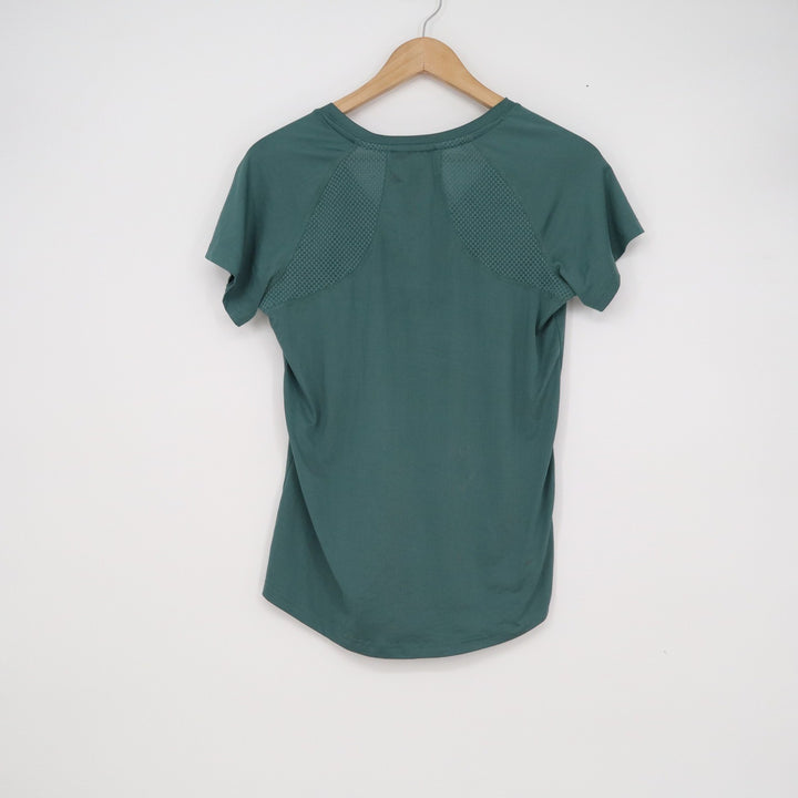 Aeropostale Womens AERO Mesh Back V-Neck Activewear T-Shirt Teal Green Size S