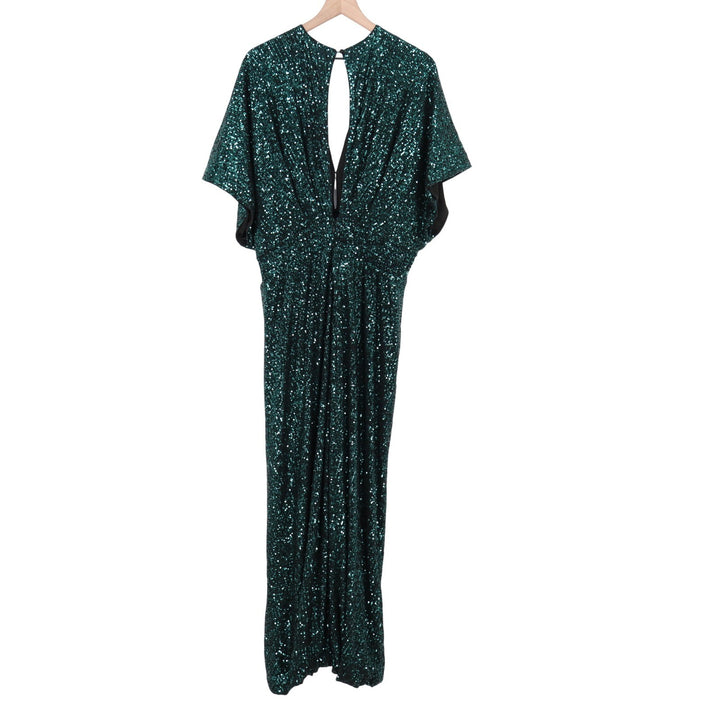 Showpo Miyah Maxi Dress Emerald Green Sequin Plunge Open Back Size 12 SD23080045