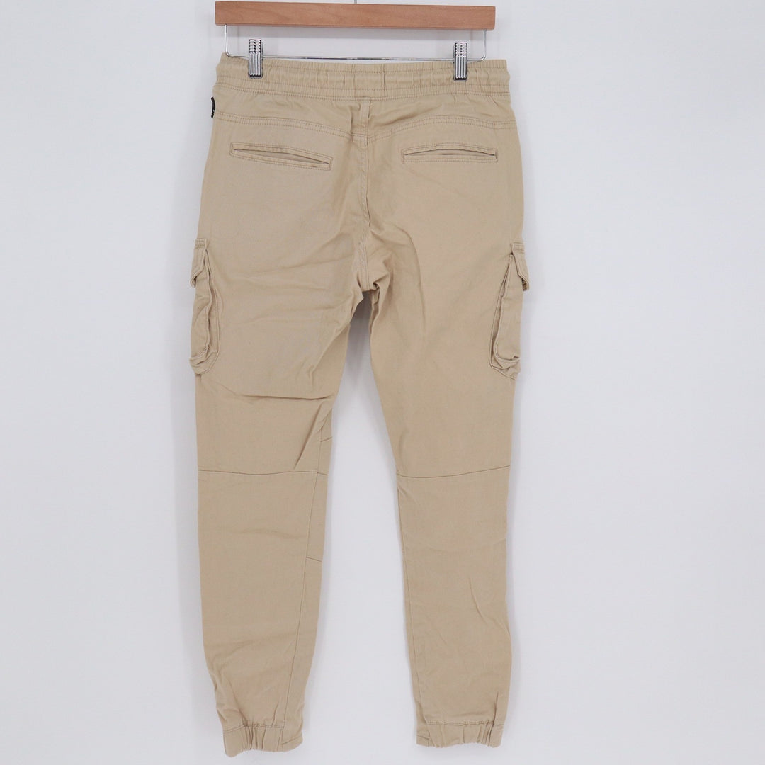 Indigo Beast Mens Tan Khaki Cargo Jogger Pants Stretch Cotton Size S