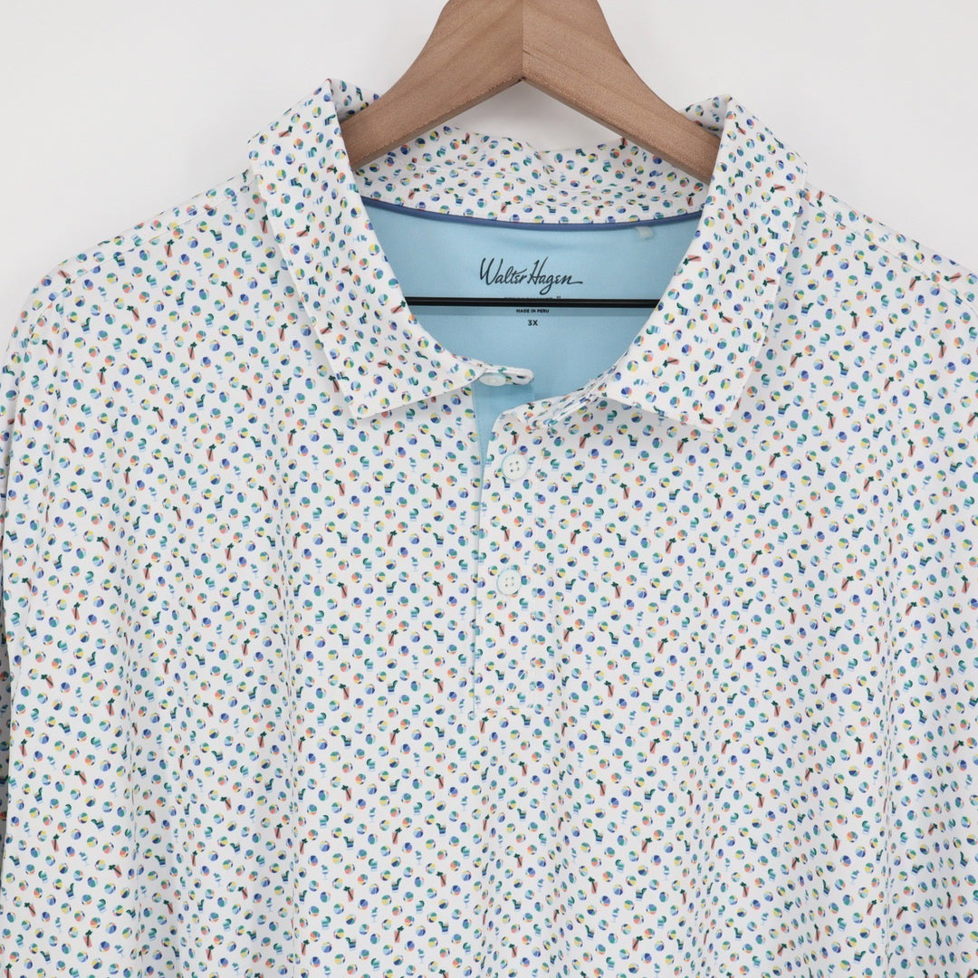 Walter Hagen Mens 3X Golf Polo Shirt Beach Ball Cocktail Print Short Sleeve