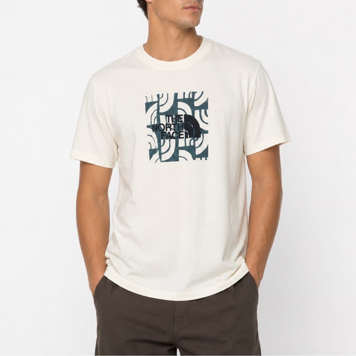The North Face Mens Graphic Logo T-Shirt Cream Off-White Cotton Size M