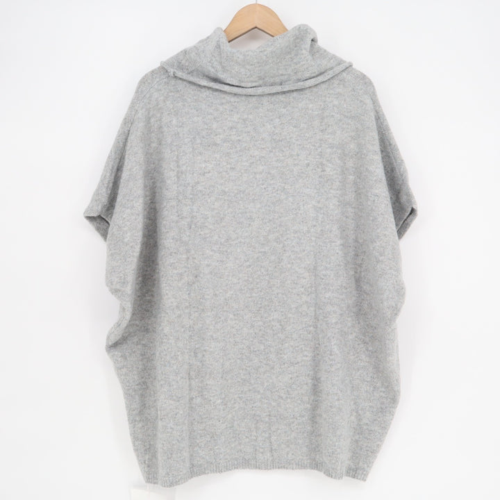 Cicy Bell Sweater Womens L Heather Gray Stretch Turtleneck Sleeveless Pullover