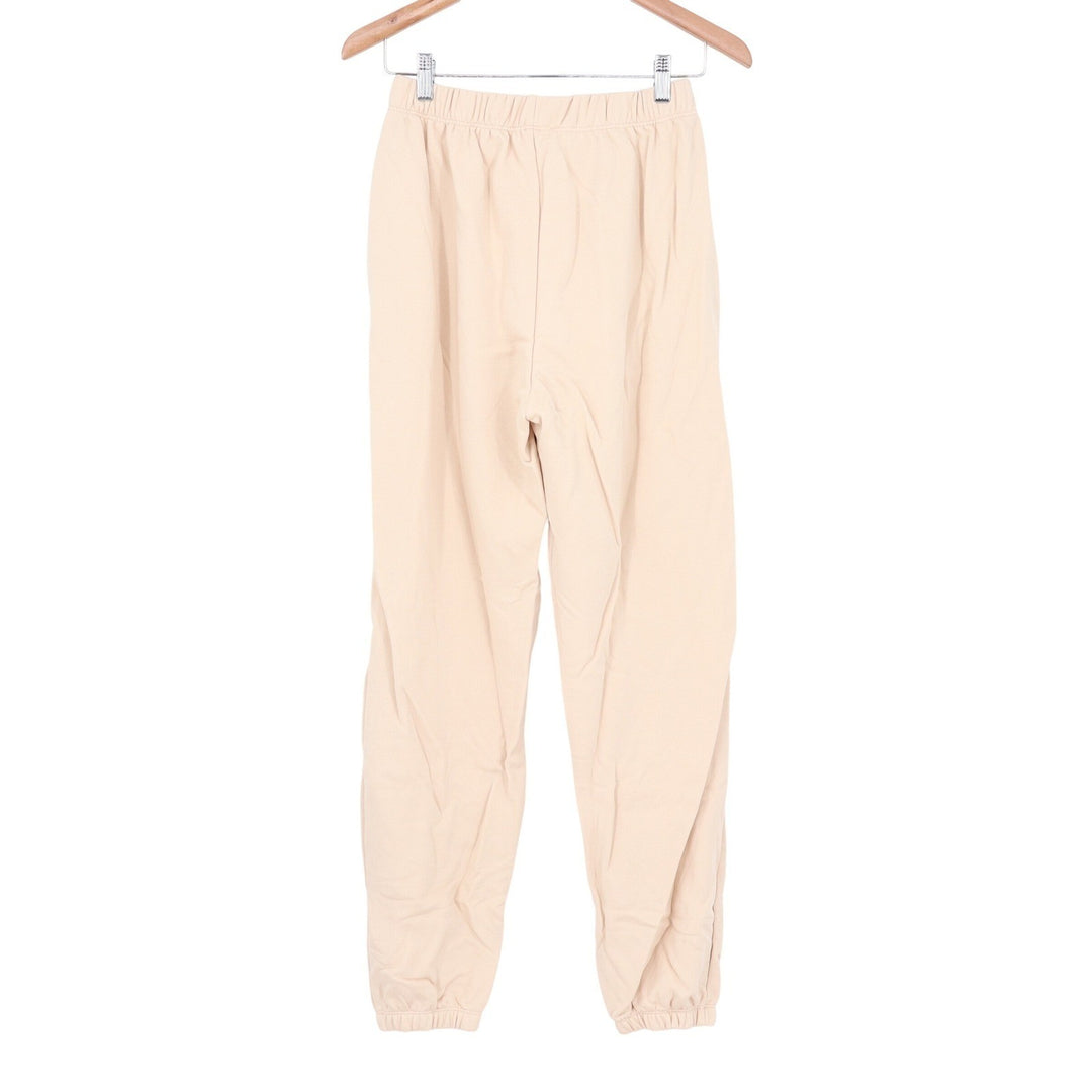 Naked Wardrobe Womens XS Tan Peach Raw Edge Sweatshirt and Joggers 2 Piece Set