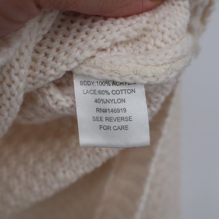XOXO MASER Cream Floral Lace Knit Sweater Top Womens Medium