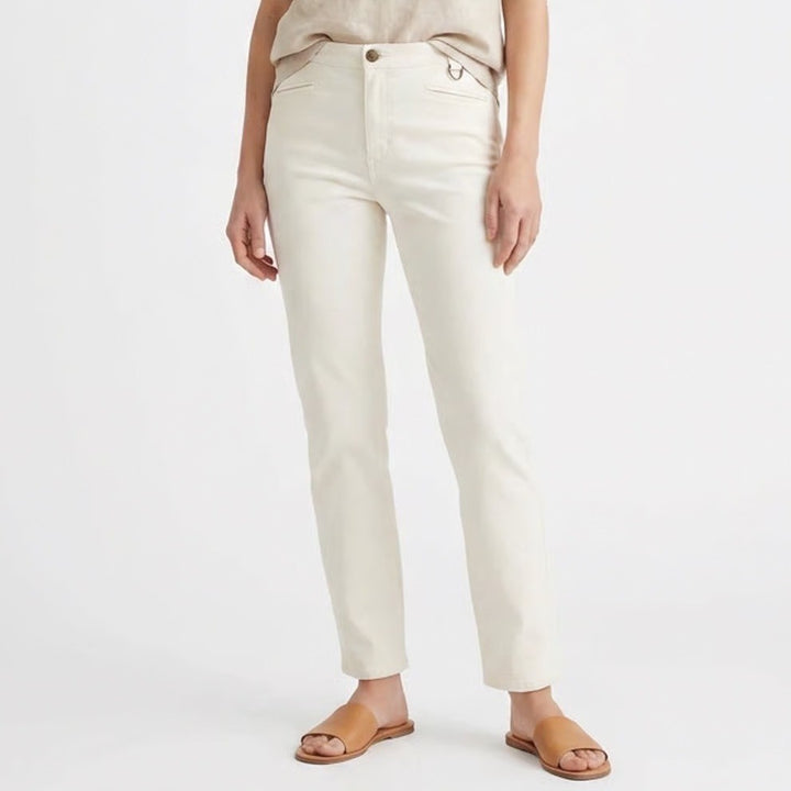 Talbots Dalton White Slim Straight Leg Pants Size 12 Stretch Cotton Nylon