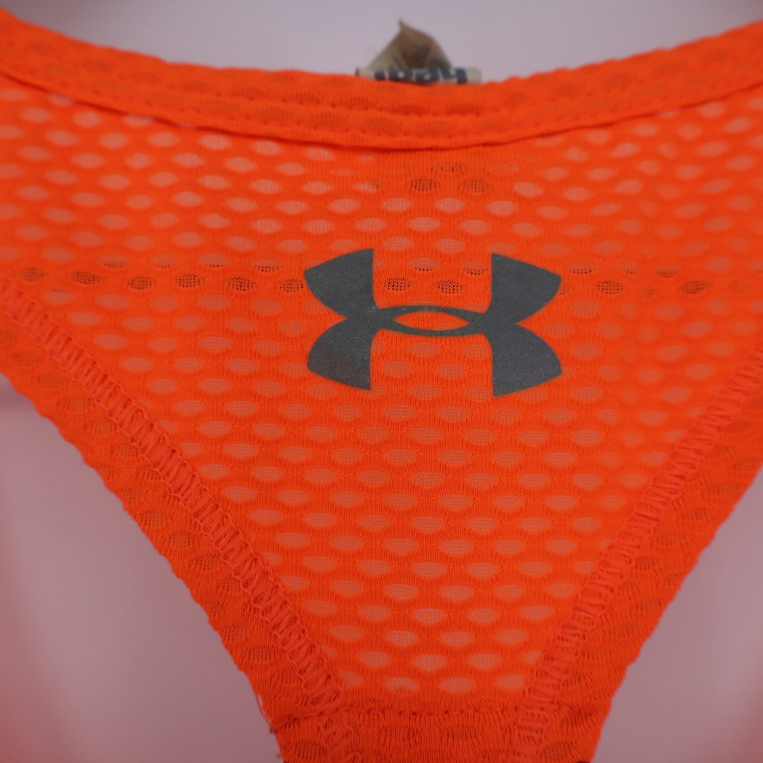 Under Armour HeatGear Run Tank Top Womens Large Neon Orange Racerback Mesh