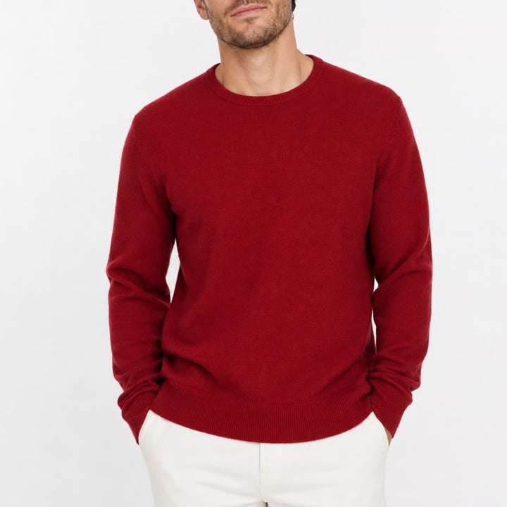 Goodfellow & Co Mens Red Textured Cotton Crew Neck Sweater Large