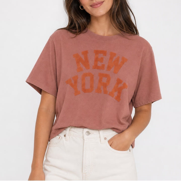 American Eagle New York Graphic T-Shirt Terracotta Pink Womens Size Medium