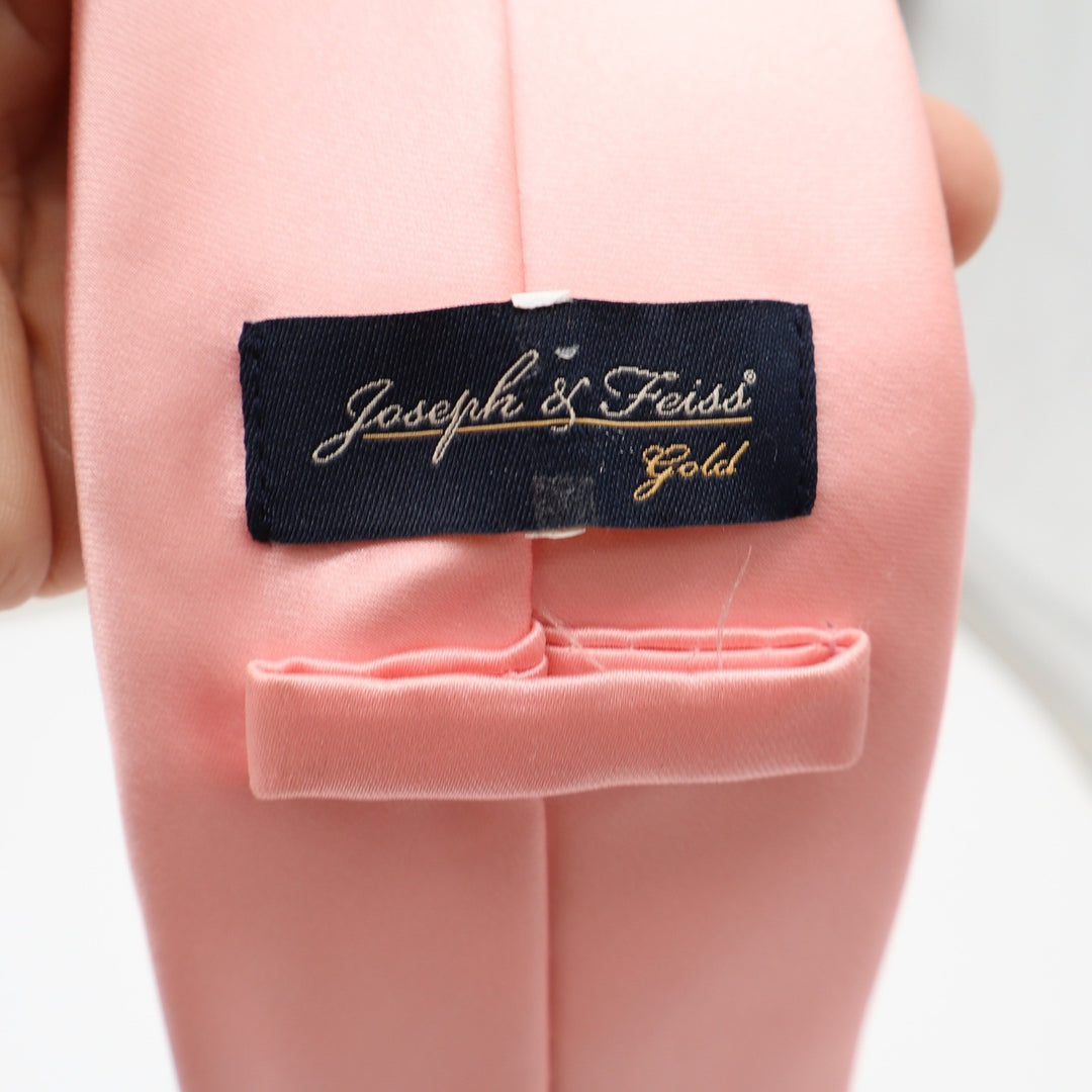 Joseph & Feiss Necktie Mens OS Gold Pink Solid Classic Formal Accessory