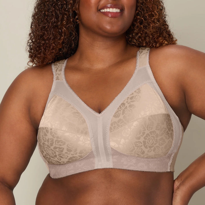 Playtex 18 Hour Ultimate Shoulder Comfort Wireless Bra Womens 34DD Beige Stretch