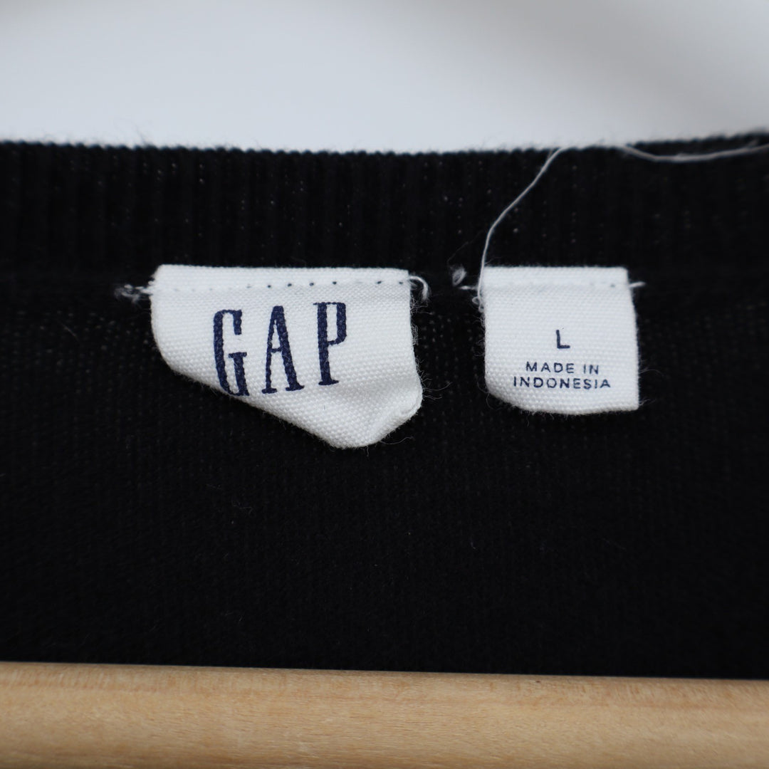 Gap Cardigan Sweater Womens Large Black Knit Ribbed Button Front Long Sleeve