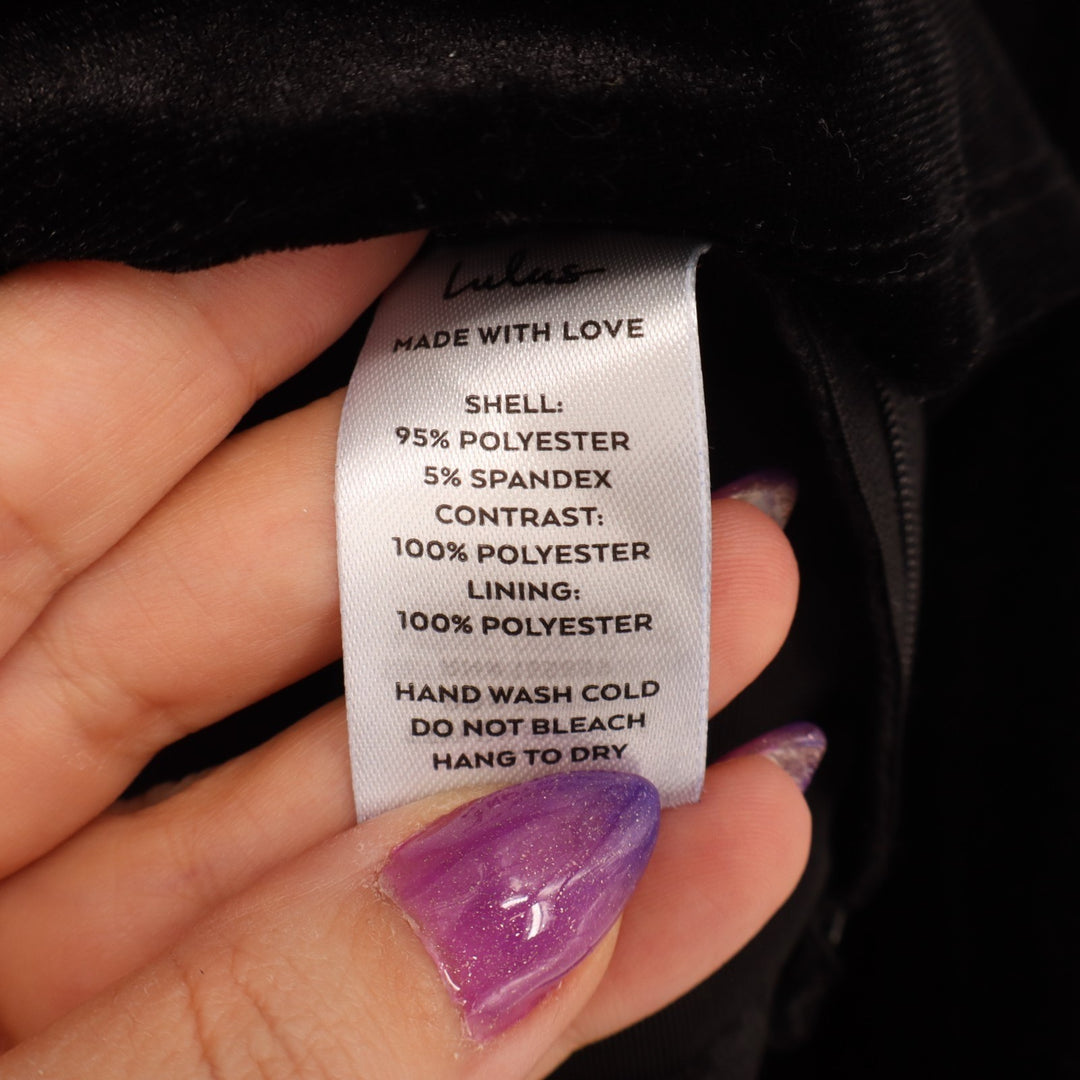 Lulus Exquisite Expectation Top Womens M Black Velvet Tie-Back Balloon Sleeve