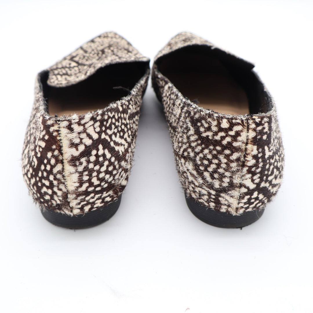 Bleecker & Bond Sonia Brown White Calf Hair Animal Print Pointed Toe Loafers 6M