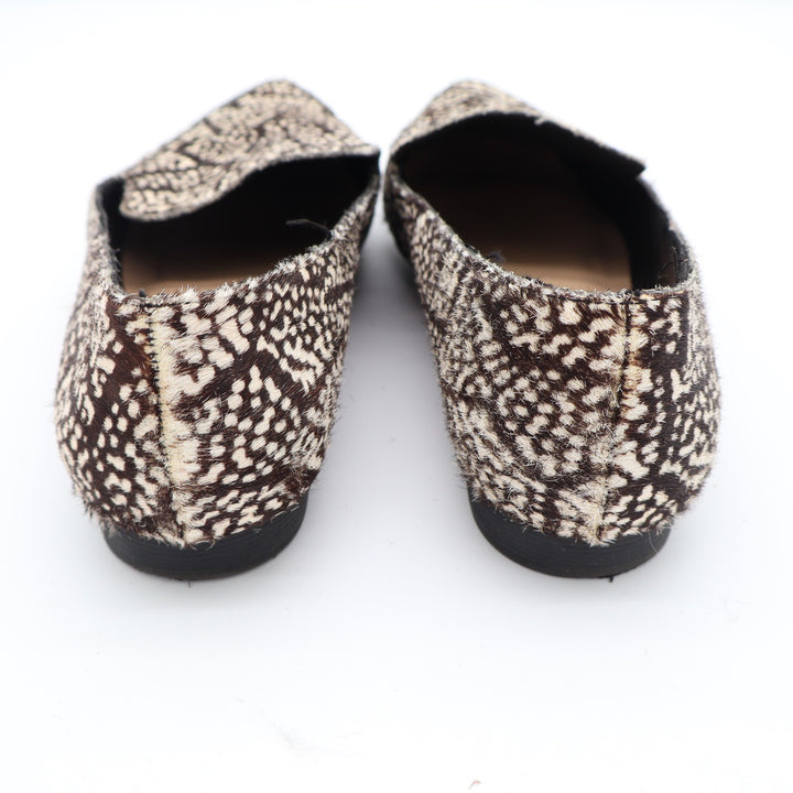 Bleecker & Bond Sonia Brown White Calf Hair Animal Print Pointed Toe Loafers 6M