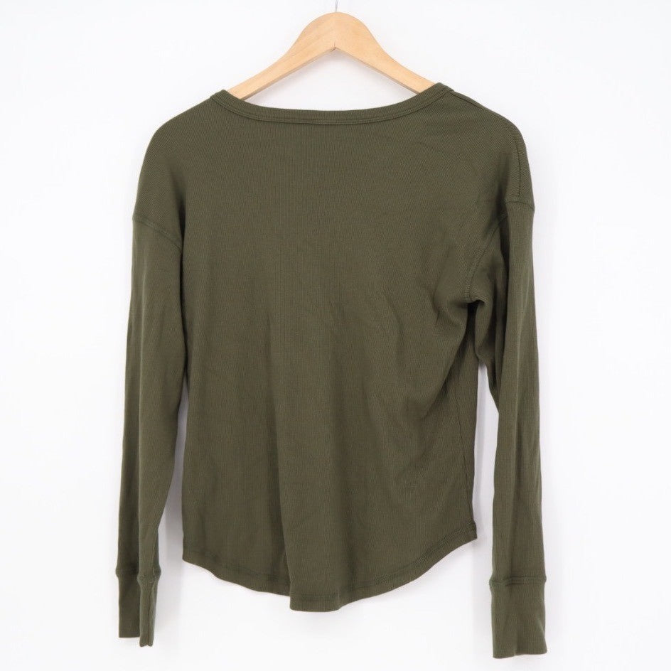 American Giant Women's Luxe Rib V-Notch Long Sleeve Size XS Made In USA