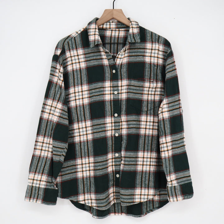 Gap Mens Green Plaid Flannel Button Down Shirt Long Sleeve Cotton Large