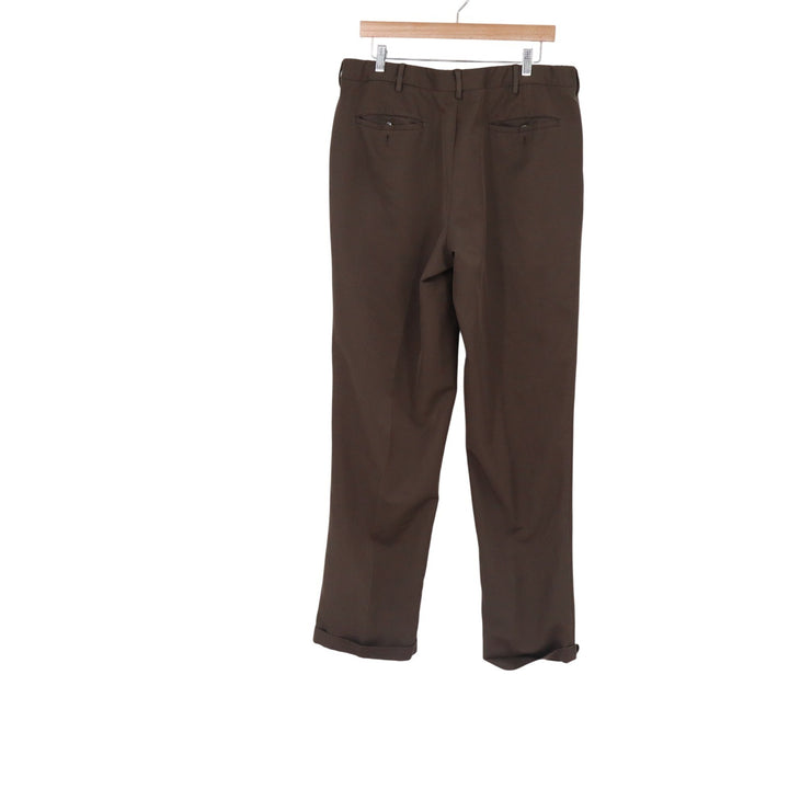 Savane Comfort Plus Mens Brown Pleated Cuffed Dress Pants Slacks 36x34 Birch