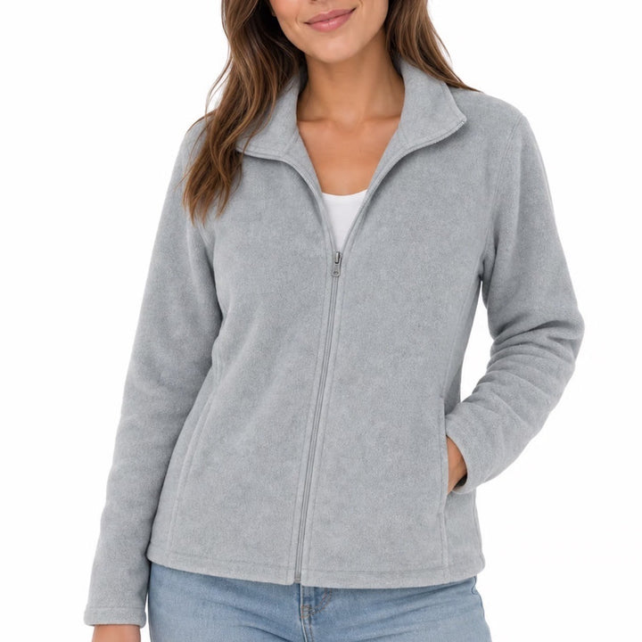Old Navy Performance Fleece Full Zip Jacket Heather Gray Mock Neck Large
