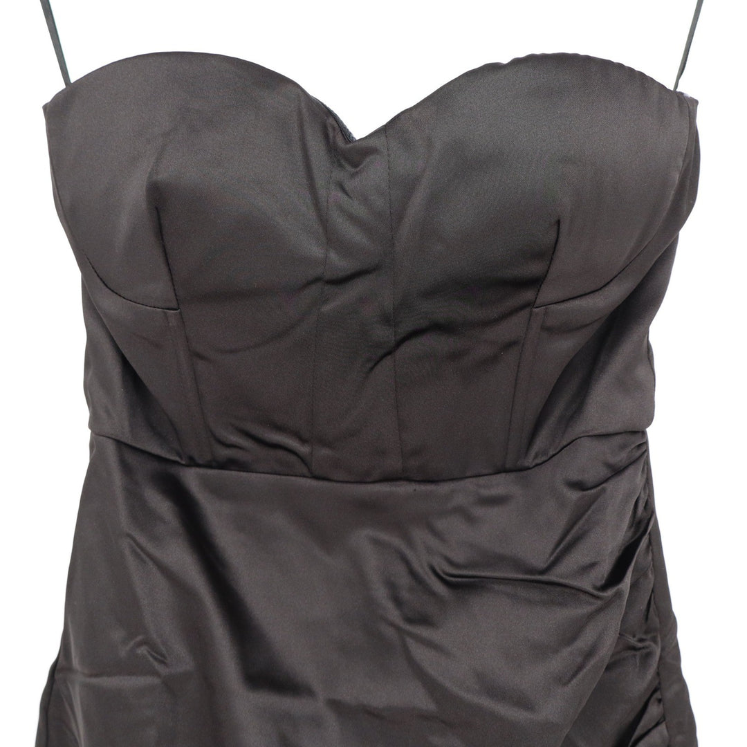 Naked Wardrobe Black Satin Corset Mini Dress Sweetheart Ruched NWOT Size S