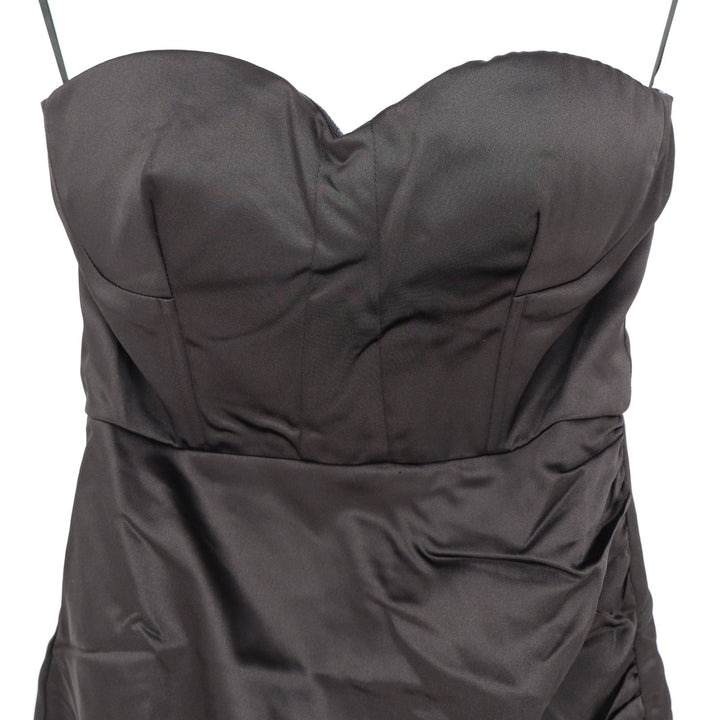 Naked Wardrobe Black Satin Corset Mini Dress Sweetheart Ruched NWOT Size S