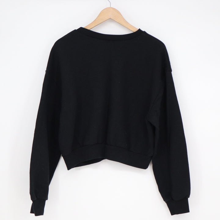 Wild Fable Womens Black Cropped Crewneck Sweatshirt XL Solid Fleece Pullover