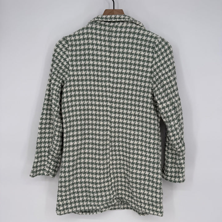 Sa Sa Houndstooth Blazer Jacket Green White Button Front Made in Italy