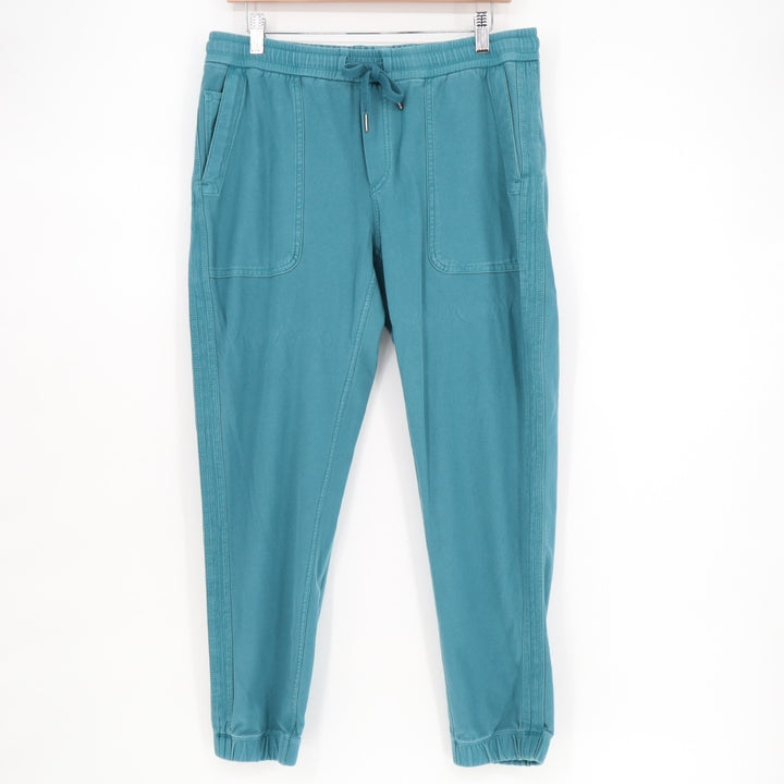 Athleta Farallon Joggers Pants Womens Medium Teal Cotton Stretch Patch Pockets