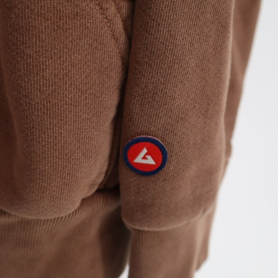 American Giant Hoodie Mens Large Brown Logo Fleece Lined Cotton Winter Pullover