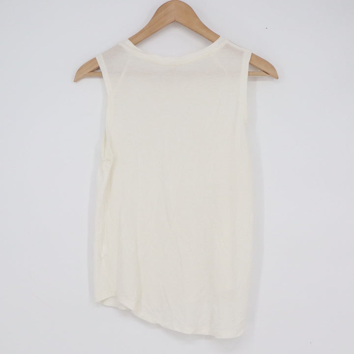 Tresics Womens Ivory Rayon Sleeveless Tank Top Crew Neck High-Low