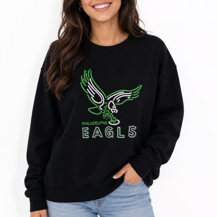 Gildan Philadelphia Eagles Black Graphic Sweatshirt Large Heavy Blend NFL