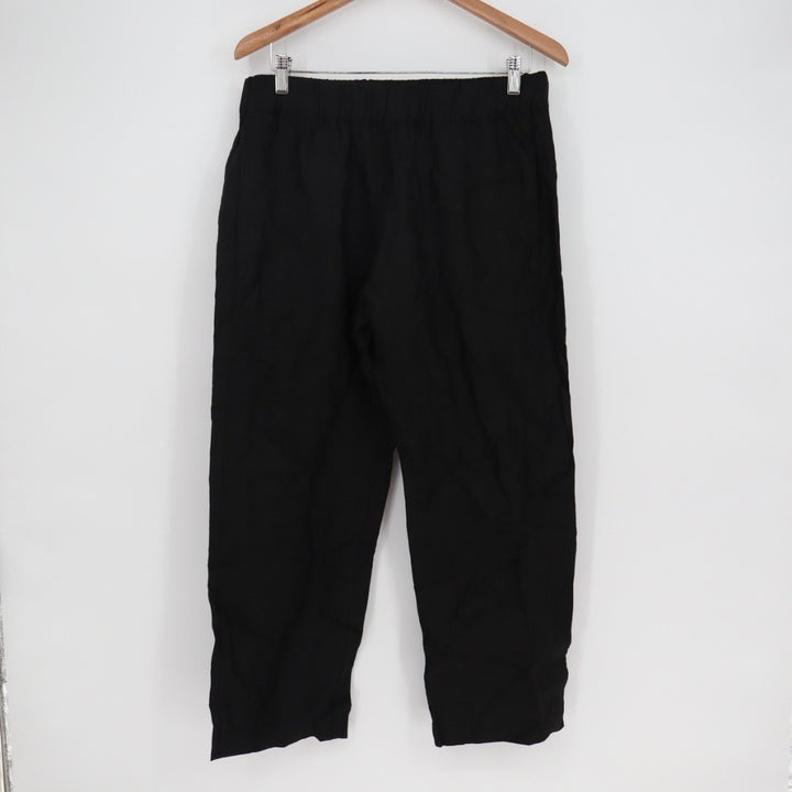 American Giant Pants Womens Medium Black Linen Summer Wear Relaxed Fit Wide Leg