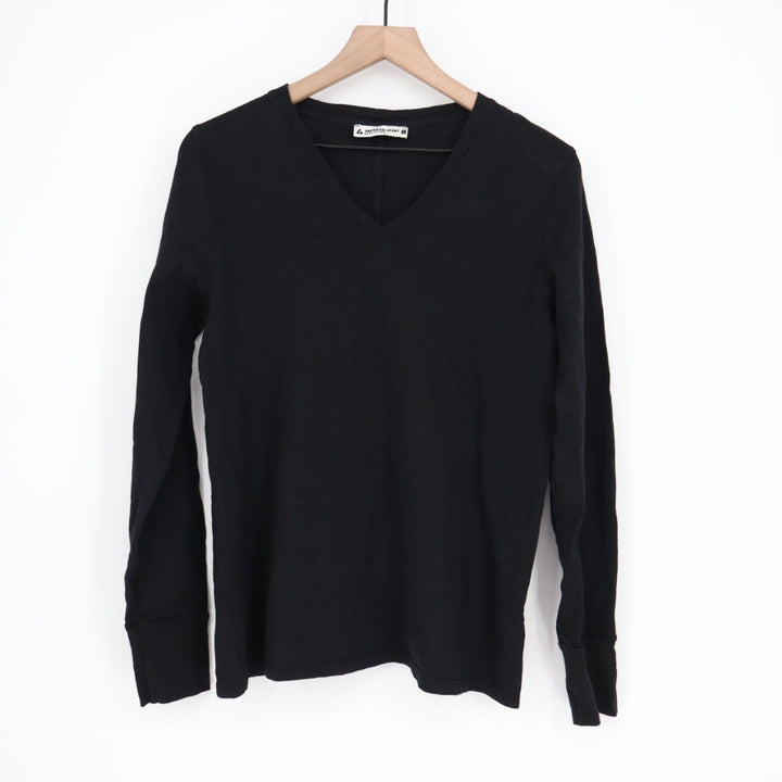 American Giant Mens Black Long Sleeve V Neck Cotton T Shirt Size M