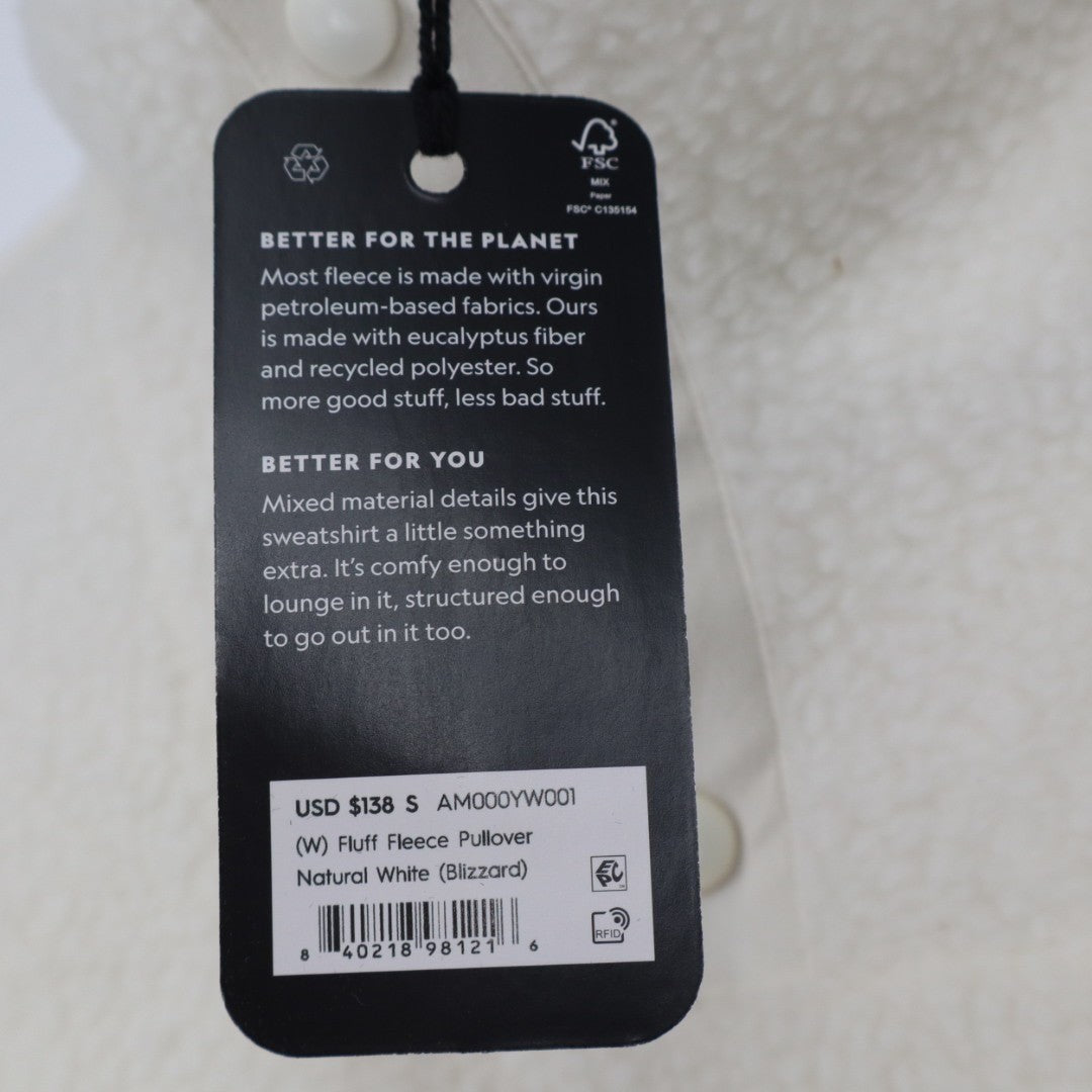 Allbirds Fluff Fleece Jacket Women Small White Pockets Cozy Quarter Snap Outdoor