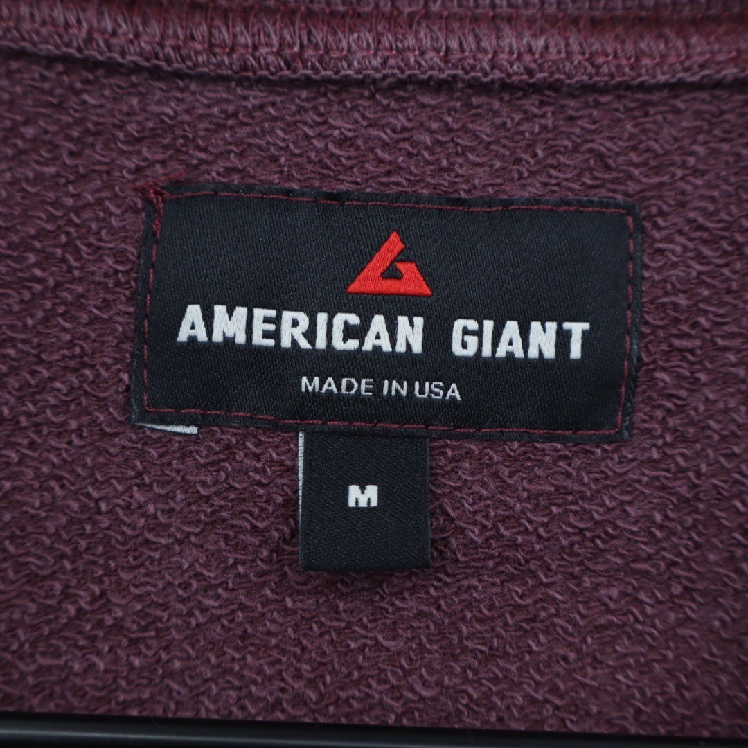 American Giant Burgundy Red Short Sleeve Sweatshirt Crewneck Tee Made in USA M